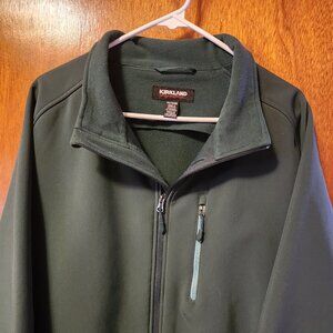 Men's 2XL Kirkland Green Full Zip Fleece Lined Zip Pockets Softshell Jacket